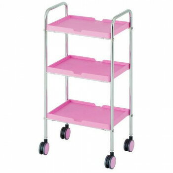 【代引き・同梱不可】 C-418 シンプルワゴン 天板3段 ピンク 14182