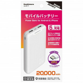 モバイルバッテリー20000mAh C ホワイト AJ-617