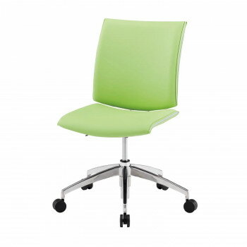 【代引き・同梱不可】 藤沢工業(TOKIO)　ミーティングチェア　FMP-5L-S リーフグリーン(レザー)(3)