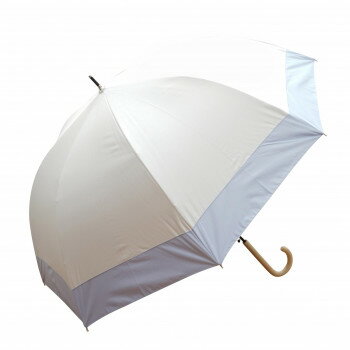 藤田屋 雨晴兼用婦人長傘 60cm 雨晴ドーム型 バイカラー切り継ぎ ホワイト×サックス UJ-2562(SH) 藤田屋 雨晴兼用婦人長傘 60cm 雨晴ドーム型 バイカラー切り継ぎ ホワイト×サックス UJ-2562(SH)