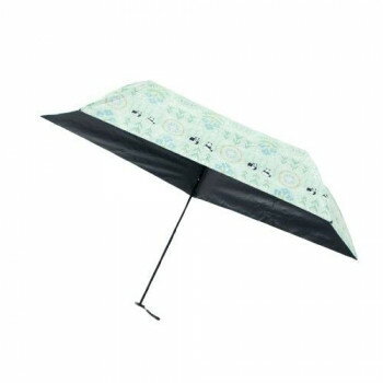 三国 裏黒コーティング軽量コンパクト晴雨兼用折りたたみ傘 花文様/パンダ グリーン S3518310