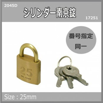 シリンダー南京錠鍵番指定 同一 25ミリ 2045D 入数1個 17251 シリンダー南京錠鍵番指定 同一 25ミリ 2045D 入数1個 17251