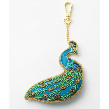 東京かんかん ザリ刺繍キーホルダー ピーコック M21-1767