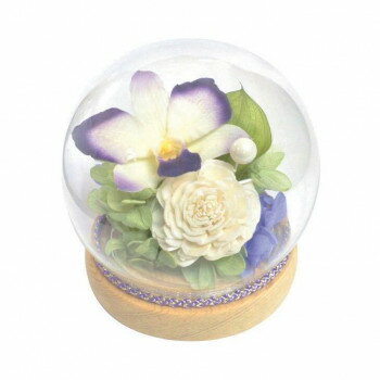 お供え用(仏花) ガラスドームアレンジメント プリザーブドフラワー スフィア C34661
