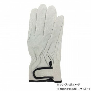 小野商事 エース 豚床革手袋 マジックテープ アテ付 10双組 LLサイズ AG547-10P