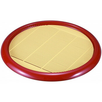 福井クラフト　8寸 丸刷毛目そば皿 柿朱 46191250