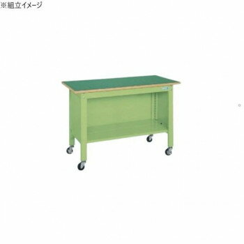 【代引き・同梱不可】 サカエ 一人用作業台CPBタイプ移動式 サカエリューム天板 1200×600×810mm グリーン CPB-126(4)
