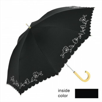ニフティカラーズ 遮光花刺繍 晴雨兼用日傘 長傘 ブラック 2361BK ニフティカラーズ 遮光花刺繍 晴雨兼用日傘 長傘 ブラック 2361BK