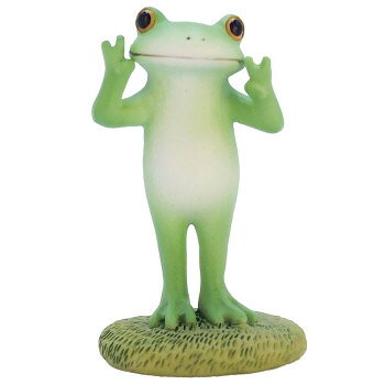 ティーライフ コポー 置物 ミニサイズ ダブルピースするカエル 621572