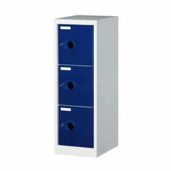 【代引き・同梱不可】 フリーボックス(シリンダー錠) 1列3段 ブルー FB3-B