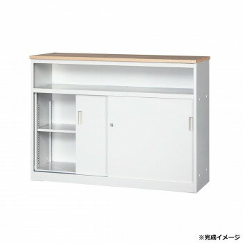 【代引き・同梱不可】 システムカウンター 中棚付ハイカウンター W1200 鍵・棚板1枚付 CVA-12HST-NA