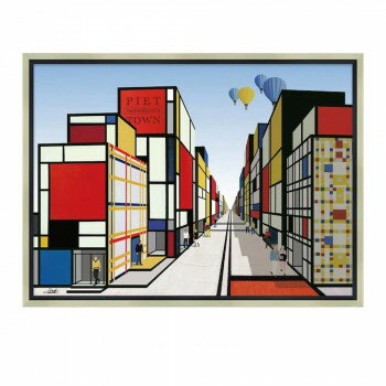 アートパネル 白石 創多 「モンドリアンのミュージアムタウン」 SS-18021