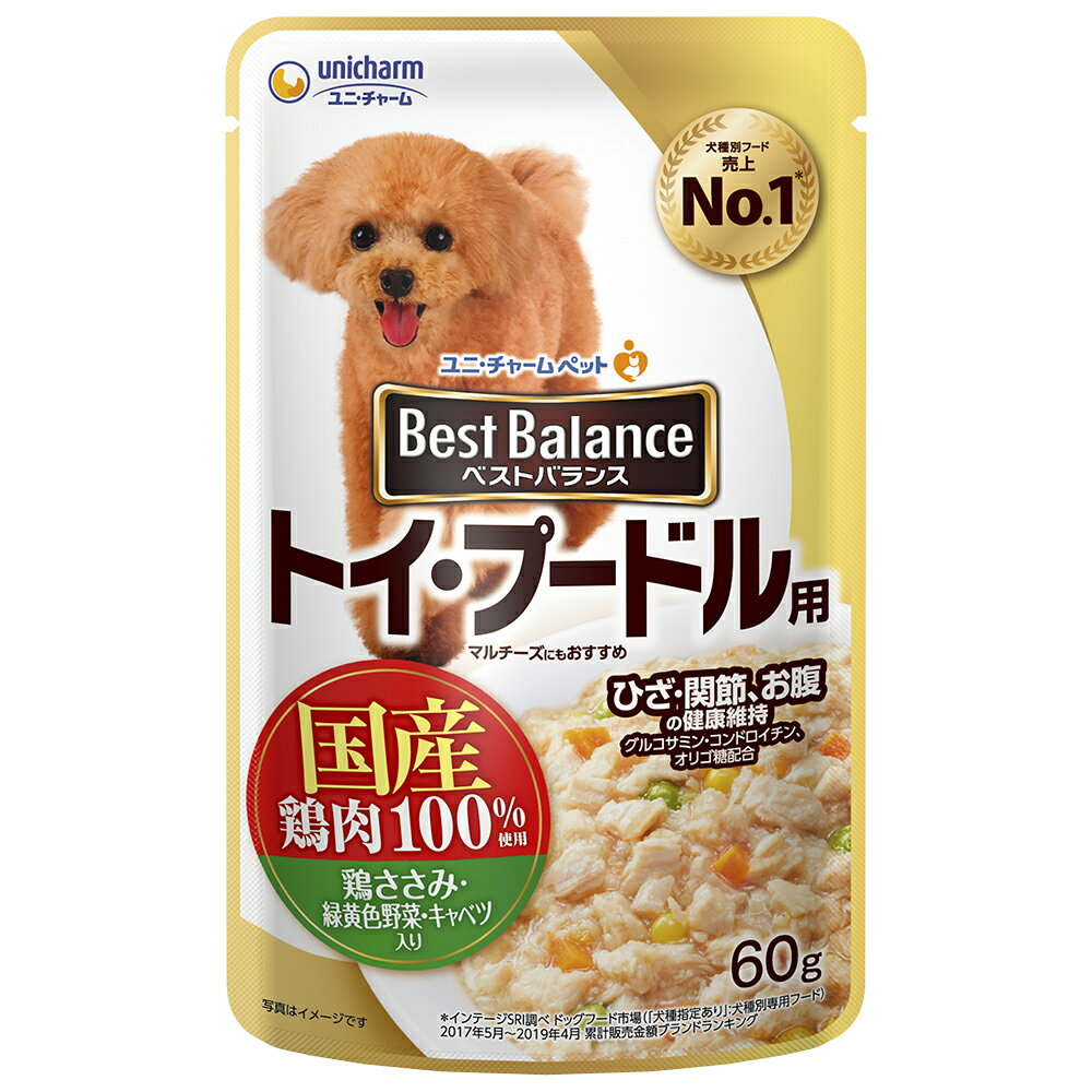 ベストバランス パウチ トイ・プードル用 鶏ささみ・緑黄色野菜・キャベツ入り 60g 4520699680018 犬 フード パウチ