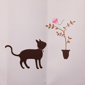 遮光カーテン かわいい猫柄 幅150cm×丈178cm2枚 ピンク
