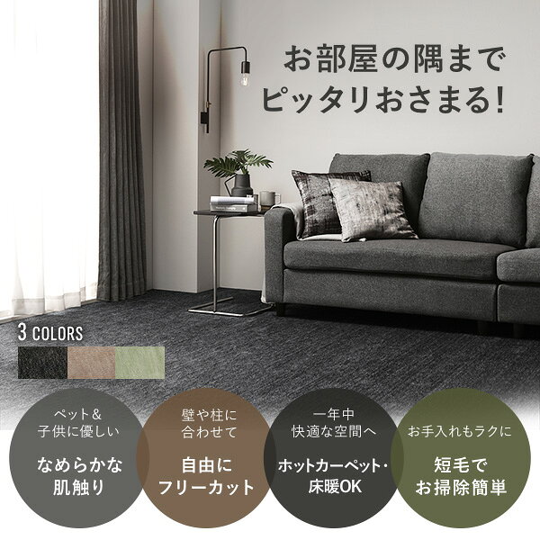 カーペット ラグ マット 江戸間10帖 約352×440cm ベージュ 日本製 国産 フリーカット ホットカーペット対応 床暖房対応 オールシーズン可 通年使用可 お手入れ簡単 短毛 通気性 ラグマット 絨毯 フロアマット 敷物 敷き物 インテリア雑貨 生活雑貨【代引不可】 [2]