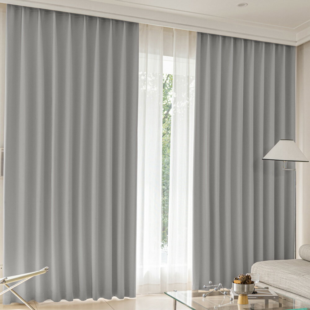 カーテン 4枚セット 遮光カーテン 遮光1級 グレー 幅100cm×丈215cm 2枚 + ミラーレース 幅100cm×丈213cm 2枚 UVカット 断熱 保...