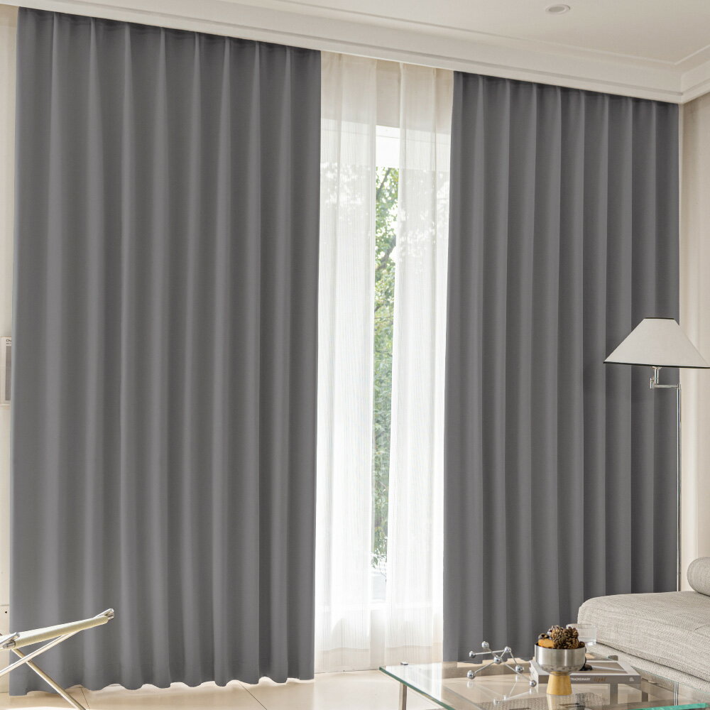 カーテン 4枚セット 遮光カーテン 遮光1級 ダークグレー 幅100cm×丈178cm 2枚 + ミラーレース 幅100cm×丈176cm 2枚 UVカット 断...