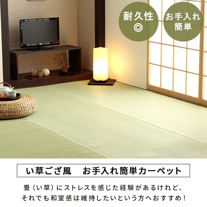 五木 四方 (I) 洗える ござ 日本製 国産 カーペット 丈夫 除菌スプレー対応 敷詰 ラグ 敷物 ペット 無地 江戸間2畳(約174×174cm) [2]