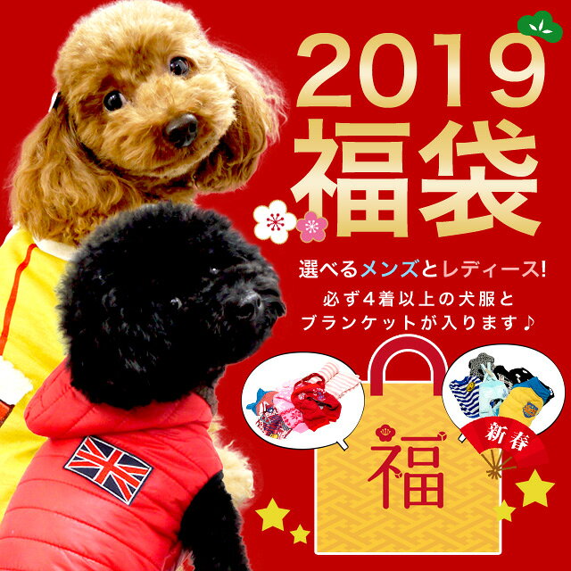 ★予約販売★2019新春わんわん福袋 XS〜XXL　犬服4枚以上＆ブランケット ドッグウエア ...