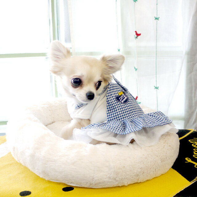 フリルトップスチェックサロペットワンピ ドッグウエア 小型犬 犬用 ペット用品 犬服 かわいい ペット 春夏