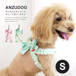 ふわっとチェリーギンガムハーネス S DH336 Luludoll（ルルドール） お散歩 小型犬 犬服 かわいい ペット