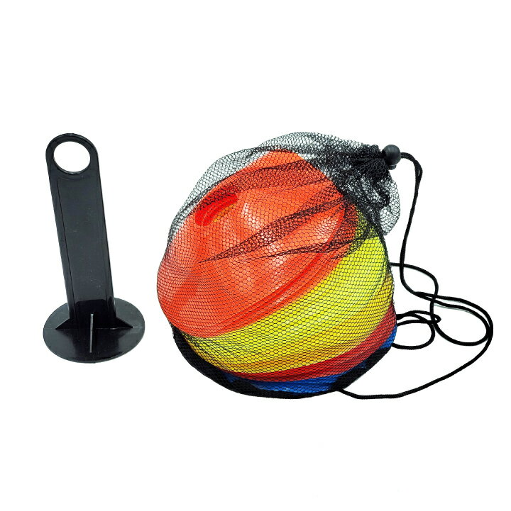 マーカーコーン 50枚セット 収納袋 専用スタンド 付 ランダム5色 各10枚 トレーニング サッカー 陸上 野球 フットサル通販セール サッカー 用品 セール