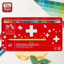 カランダッシュ CARAN D'ACHE 水溶性色鉛筆 スイスカラー 40色セット 缶入 SWISSCOLOR 1285-740