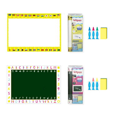 ダストレス 日本理化学工業 おふろ用おえかきシート セット(お風呂シート1枚+キットパス3本3色) ホワイト（国旗+ABC）/グリーン(黒板+ABC) FBSS