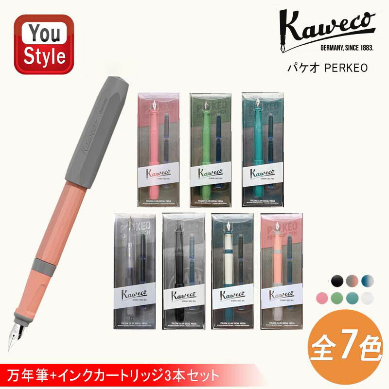 カヴェコ KAWECO パケオ PERKEO スチールペン先 万年筆+インクカートリッジ 3本セット 万年筆セット 10002225 10002227 10002229 10002242 10002250 10002253 10002255 プレゼント 筆記具 オフィス おしゃれ シンプル 記念日 事務用品 プレゼント お祝い 記念品 文房具