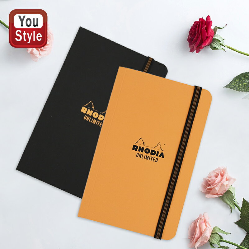 ロディア RHODIA アンリミテッド ソフト合皮カバー メモ帳 60枚(120ページ) A6 90 140 方眼罫 オレンジ/118858 ブラック/118958