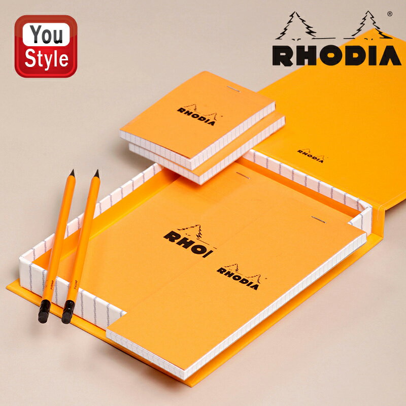 【11/1〜30ポイント5倍要エントリー】ロディア RHODIA エッセンシャル ボックス ブロックロディアとペンシルのセット品 方眼 オレンジ/cf9200 ...