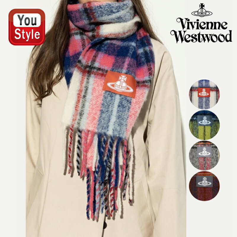 【20日20時~3h限定★10％クーポン＆P5倍要エントリー】 ヴィヴィアン マフラー 2025AW チョーキー タータン 30×200cm 25-8103014F-W01BM オフホワイト A405/イエロー E401/ピンク G401/レッド H401/パープル J401 マフラー スカーフ アルパカ タータンチェック イタリー製