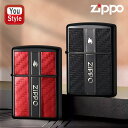 ジッポー ZIPPO ライター カーボン2 両面エッチング 銀サシ カーボン貼り マットブラック 2BK-BKCARBONZ レッド 2BK-REDCARBON...