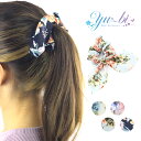 【1870円以上ゆうパケット送料無料】シュシュ/ひらひら スカーフリボン 花柄 大人 ヘアゴムch68☆アイボリー/ピンク/水色/紺 キレイめアクセ フェミニン ヘアポニー ヘアアクセ 髪飾り ポニーテール【あす楽対応】【リボン】