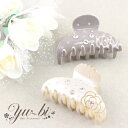 【定形外郵便OK290円】ヘアクリップ/華やかなお席に♪ エレガント 薔薇 大粒ラインストーン バンスクリップ k164☆ベージュ/グレー 花 エナメル ヘアア...
