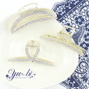 【複数購入で割引クーポン】【定形外郵便OK290円】ヘアクリップ/きらきらラインストーン ループ 三日月 スクウェア ミディアムサイズ バンスクリップ k191...