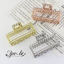 【半額】【値下げ】【処分品】【定形外郵便OK290円】ヘアクリップ/くり抜き スクウェア チェーン メタル バンスクリップ 韓国 k208☆シルバー/ゴールド/...