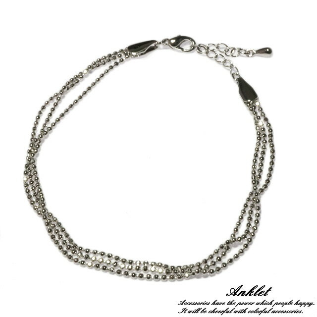 \半額★50%OFF/カットされたボールチェーンがキラキラ輝く3連アンクレット アンクレット レディースアクセサリー 21'10