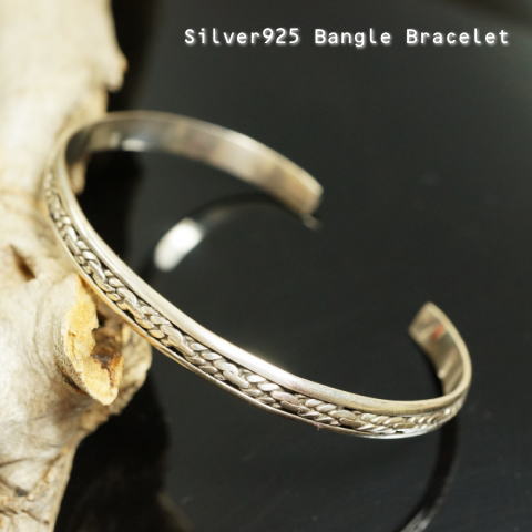 バングル シルバーブレスレット 縄模様 シルバーバングル ブレスレット シルバー925 silver925 シルバーアクセサリー メンズ mens