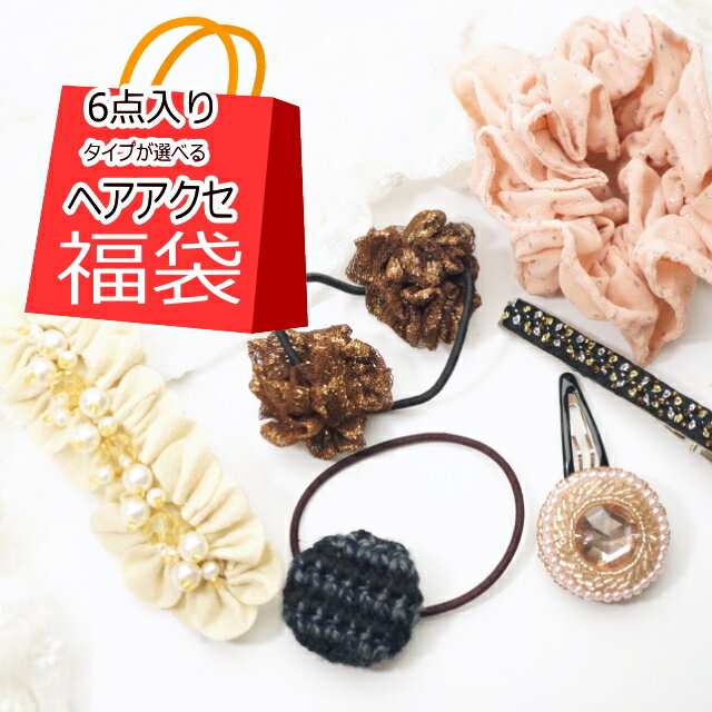ヘアアクセ タイプが選べる ヘアアクセサリー 6点入り福袋 ヘアゴム シュシュ ヘアバンド ヘアクリップ アクセサリー シンプル 可愛い エスニック オフィスで...