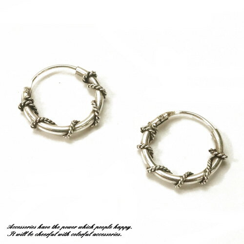 シルバーピアス 直径約12mm ねじれ線が巻き付いたフープピアス シルバー925 silver925 シルバーアクセサリー ループピアス レディースピアス メンズピアス エスニック