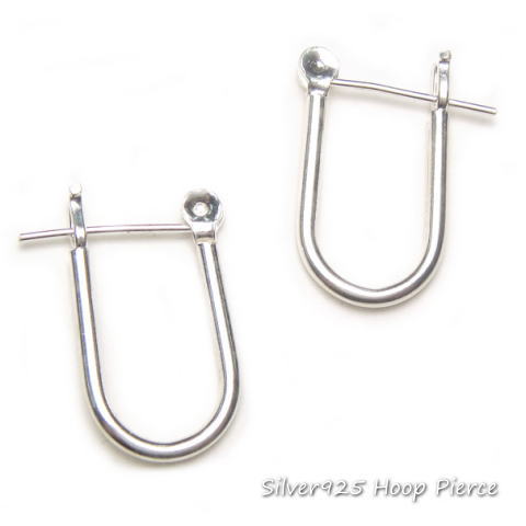 シルバーピアス サイズ9x15mm 幅1.5mm なめらか U字型 フープピアス ワンタッチ スナップタイプ シルバー925 silver925 シルバーアクセサリー ループピアス レディースピアス メンズピアス クロッシング 母の日