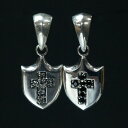 シルバー925 盾 十字架 クロス ペンダントヘッド silver925 シルバーアクセサリー シルバー製 スワロフスキー メンズ