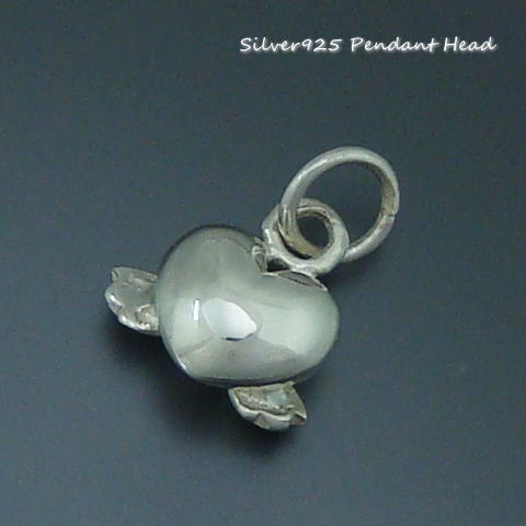 シルバー925 天使の羽根 ぷっくりハート ペンダントトップ silver925 シルバーアクセサリー ペンダントヘッド レディース