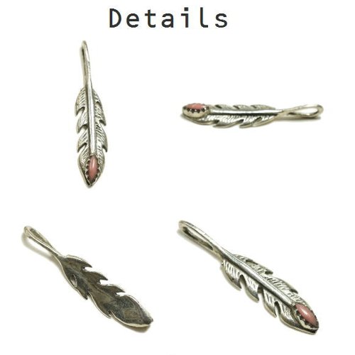 シルバー925 ピンクの石付きフェザーペンダントトップ silver925 シルバーアクセサ...