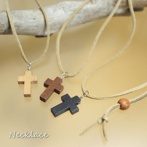 ウッド製のクロス十字架の木のぬくもり感じるネックレス レディース メンズ ネックレス 夏 mens ロングネックレス
