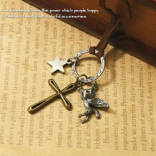 \半額★50%OFF/ペガサス、クロス、スターモチーフのアンティーク革ひもネックレス十字架 星 馬 革紐 レディースネックレス キッズ