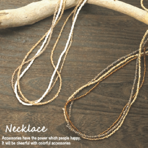 \半額★50%OFF/レディースネックレス ビーズネックレス エスニック 3連ネックレス 21'10