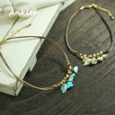 \半額★50%OFF/さざれ風のターコイズブルー&ホワイトが夏らしいのストーン調アンクレット レディースアンクレット 夏アクセ ボヘミアンアクセサリー 21'1...