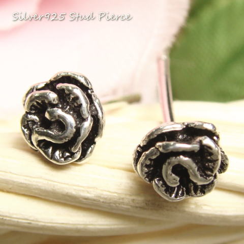 シルバーピアス シルバー製の小さな薔薇のピアスa060(a-2-6) 直径5mmタイプ シルバー925 silver925 シルバーアクセサリー スタッドピアス レディースピアス